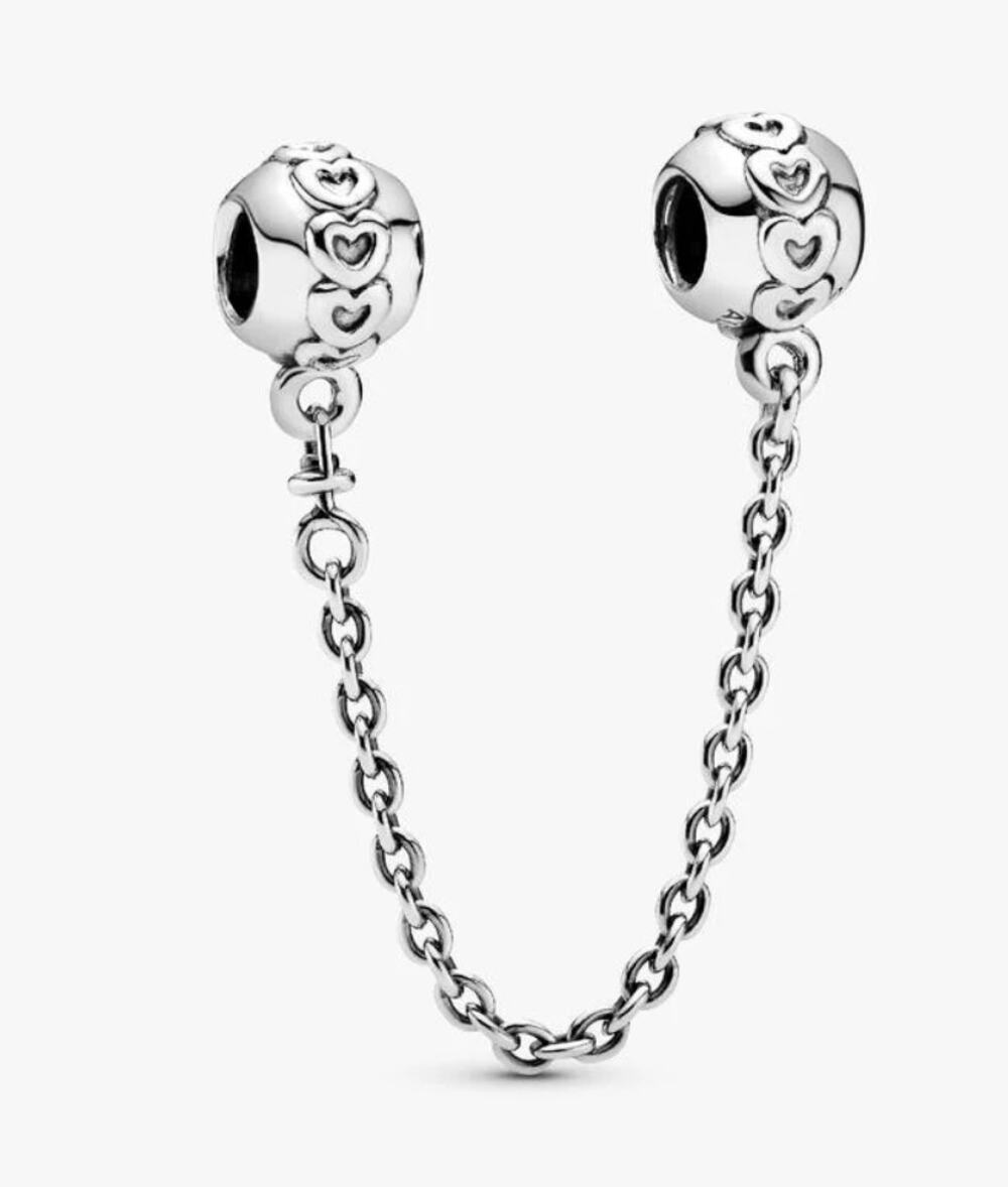 Pandora Band of Hearts Safety Chain Charm 925 Sterling Silver New Jewelry